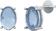 [KETLIXS] Blue Topaz 925 Sterling Silver Stud Pierced Earrings For Women,Blue,5 * 3MM
