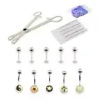 Piercing Kit 14g Belly Ring, Labret, Disposable forceps, Needles and Gloves.