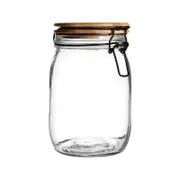 Argon Tableware Airtight Storage Jar with Wooden Lid - Round - 1 Litre