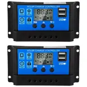2 Pcs 30A Solar Battery Controller 12V/24V Solar Panel Controller Y7S39841