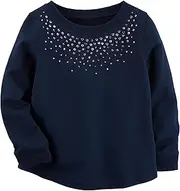 [Carter's] Girls' Sparkle French Terry Top, Navy, 9m