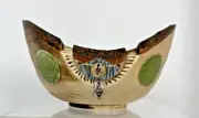 Hand Turned & Carved Wood Bowl, Decoupaged W/ Collage Patterns & Shapes OOAK