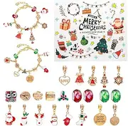 Christmas Advent Calendar Bracelets, Advent Calenda 2024 24 Days Christmas Countdown Calendar,DIY Jewelry Making Kit Christmas New Year Gift 22 Charm Beads 2 Bracelets (# C)