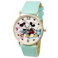 在飛比找博客來優惠-【Disney迪士尼】米奇米妮玫瑰金氣質手錶水藍色-兩小無猜