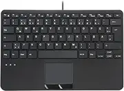 Perixx PERIBOARD-525 DE, Wired Mini USB Keyboard with Touchpad, X Type Scissor Buttons, 28.4 x 18.2 x 2.8 cm, 2 x Integrated USB Hubs, German Layout