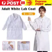 White Lab Coat Unisex Medical Clinic Vet Doctor Scientist Long Sleeve Uniform AU