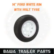 SUNRAYSIA WHITE 14" FORD RIM WITH 195 LT TYRE ! Trailer Wheels and Tyres
