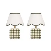 Set Of 2 Amos Ceramic Base Fabric Shade Table Light Lamp Green