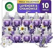 Air Wick plug in Scented Oil 10 Refills, Lavender & Chamomile, Eco friendly, Essential Oils, Air Freshener