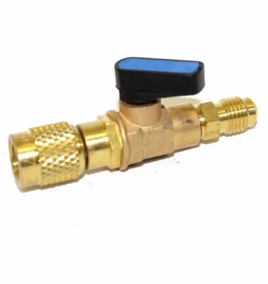 HVAC A/C Straight SHUT-OFF Ball Valve Adapter For R134a R22 R12 R410a 1/4" FIT