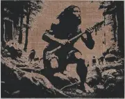 Caveman with Spear Scratchboard Art 8 x 10