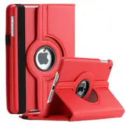 For Apple iPad 9th Gen Cover, iPad 9 Generation 10.2 2021 Leather Smart 360 Rotate Flip Stand Case Cover (Red)