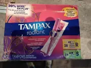 Tampax Radiant Duopack Regular & Super Absorbency Unscented Plastic Tampon 52 Ct