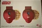 Dash 4" Red Mini Waffle Maker 2 Pack Non-Stick NEW!
