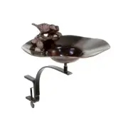 ACHLA Birdbath with Rail Mount Bracket with Birds, Antique Patina - BB-02AB-RM