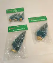 Bottle Brush Christmas Trees Flocked Green Christmas Village Collection 4 & 7"