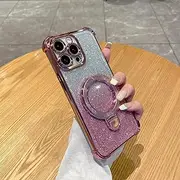 [PONRFEKT] Electroplated Glitter Case for Oppo A57 4G 2022 with Magnetic Stand,Transparent Protective Cover Gradient Glitter,Stylish Silicone Shockproof Cover-Pink