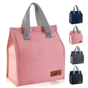 Minimalist Lunch Bag, Reusable Insulated Lunch Bag for Women Men Lunch Pink