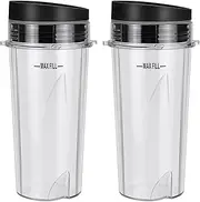 16oz Cup Compatible with Ninja Nutri Slim Blender 700 W QB3001UKS, Also Fit for Ninja BL770 BL780 BL660 BL740 BL810 - Ninja Replacement Parts with Lid - 2 Pack Replacement Cups