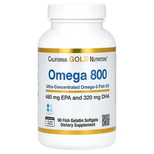 [iHerb] California Gold Nutrition Omega 800 超濃縮 Omega-3 魚油，KD-Pur 甘油三酯形式，1,000 毫克，90 粒魚明膠軟凝膠