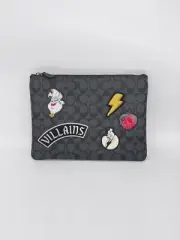 Disney X Coach CC093 Large Pouch In Signature Canvas With Patches NWT Org $298