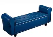 Ottomans Storage Stool,Artificial Leather Material Can Sit Shoe Multi-Function Shoe Bench Sofa,6 Colors (Colour: Coffee,Size: 40x40x100cm/15.7x15.7x39.4in) (Dark Blue 40X40X120cm)