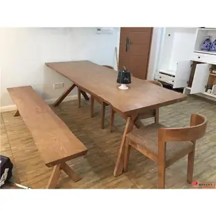 北歐創意個性純實木餐桌方桌長桌飯桌多功能簡約桌原木設計師家具