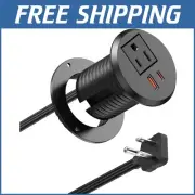 Slim Power Strip Grommet: 2-Inch Hole with Fast USB C Charging & 800J Protection