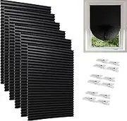 Garayma 6PCS Temporary Light Filtering Paper Shades for Windows,Pleated Window Shades Fabric Shade Self Adhesive Paper Blinds No Drill Easy to Cut and Install for Home Office Bedroom 36” x 72”Black