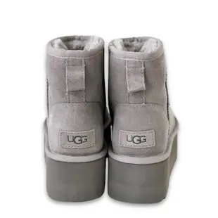 UGG Classic Mini Platform 厚底中幫雪靴 灰色 女 真皮短靴 羊毛一體 保暖加絨 1134991