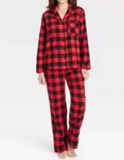 Wondershop Womens Size XL Family Sleep 2 PC Set Buffalo Check Red/Black, Target