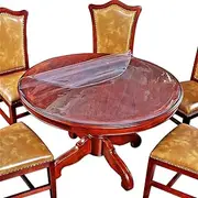 Round Clear Plastic Tablecloth Table Protector Furniture Circle Cover Vinyl Waterproof Wipeable PVC Water Heat Resistant for Dining Bed Side Table Top Topper Cover Glass Desk Mats Pad 42 Inch Diameter