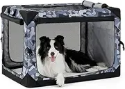ZOMISIA Collapsible Dog Crate for Large Dogs - Portable Dog Travel Crate 36 Inch Soft Sided with Breathable Mesh Windows, Foldable Dog Kennel for Indoor and Outdoor, Camo