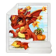 Cute Fantasy Art Autumn Lil Dragon Throw Blanket