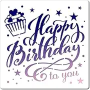 GORGECRAFT 12"X12" Happy Birthday to You Stencil Cupcake Templates Reusable Plastic Drawing Painting Stencils Template for Painting on Card Wall Fabric Tile Canvas Crafts DIY Home Decor
