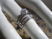 STERLING SILVER CZ WEDDING RING SET--SIZE 6