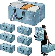 WORKPRO 6 Pack Extra Large Moving Bags with Zippers & Carrying Handles Backpack Straps, Heavy-Duty Storage Tote for Space Saving & Storage, Alternative to Moving Box (Dusty Blue)