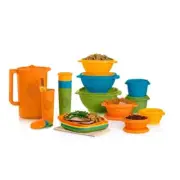 NEW Tupperware servalier Retro Serving 17-pc Set tumbler bowl plate seal contain