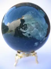 Bloodstone 7.7cm 606g Crystal Ball Orb Sphere with Gold Stand Strength (BL008)