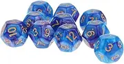 10pieces 12 Sided Dice Set D12 Polyhedral Dice for Dungeons and Dragons Party Table Games (Color : Blue Purple 12mm)
