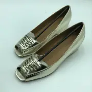 Comfortview Goringe Open Weave Toe Wedge Slip On Silver 8180-6 8.5 M New