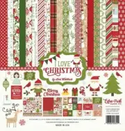 ECHO PARK "I LOVE CHRISTMAS" 12X12 PAPER WINTER SANTA Lori Whitlock