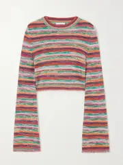 [Chloé] Chloé - Cropped Space-dyed Wool And Cashmere-blend Top - Purple - x small x small Purple