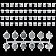 48Pcs Empty Paint Pots with Lids,10ml Mini Paint Strips Small Paint Storage Pots Clear Plastic Paint Pots for Kids Classrooms School Arts and Crafts Paint(8 Strips)