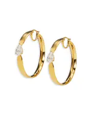 Nadri Cubic Zirconia Pear Solitaire Medium Hoop Earrings