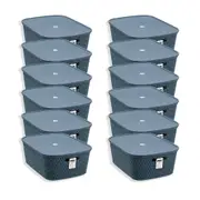 12x Boxsweden Woven Rattan 15L/40cm Lidded Basket Carry Storage Organiser Assort