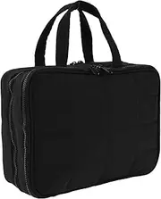 [Kandishiex] US Toiletry Bag Compartmental Toiletry Organizer Bag Portable Foldable Makeup Cosmetic Bag Organizer with Anti-slip Metal Hook for Travel Gym Outdoor Activity(black)