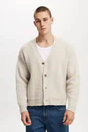 [Cotton On Men] Cotton On Men - Cropped Cardigan - Stone M STONE