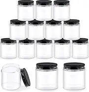 Glarks 12 Pack 4oz Glass Jars with Lids, Round Clear Glass Jars with Inner Liner and Black Lids for Storing Creams, Beauty Products, Cosmetic and Ointments