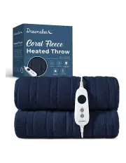 [Dreamaker] Coral Fleece Heated Throw in Midnight Blue